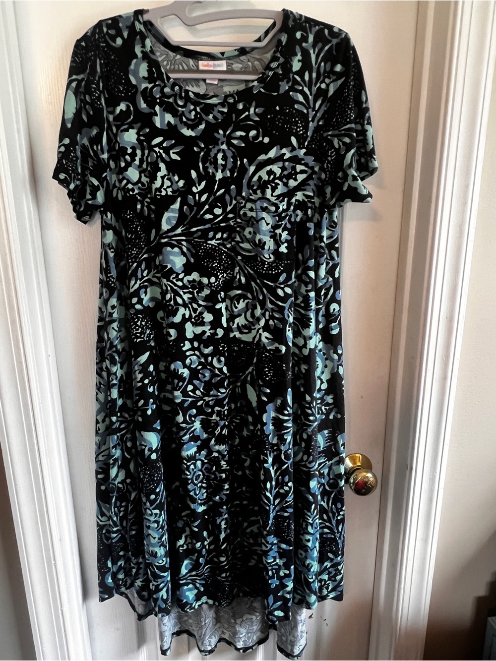 LuLaRoe Black, Blue & Green Floral Midi Jessie Dress